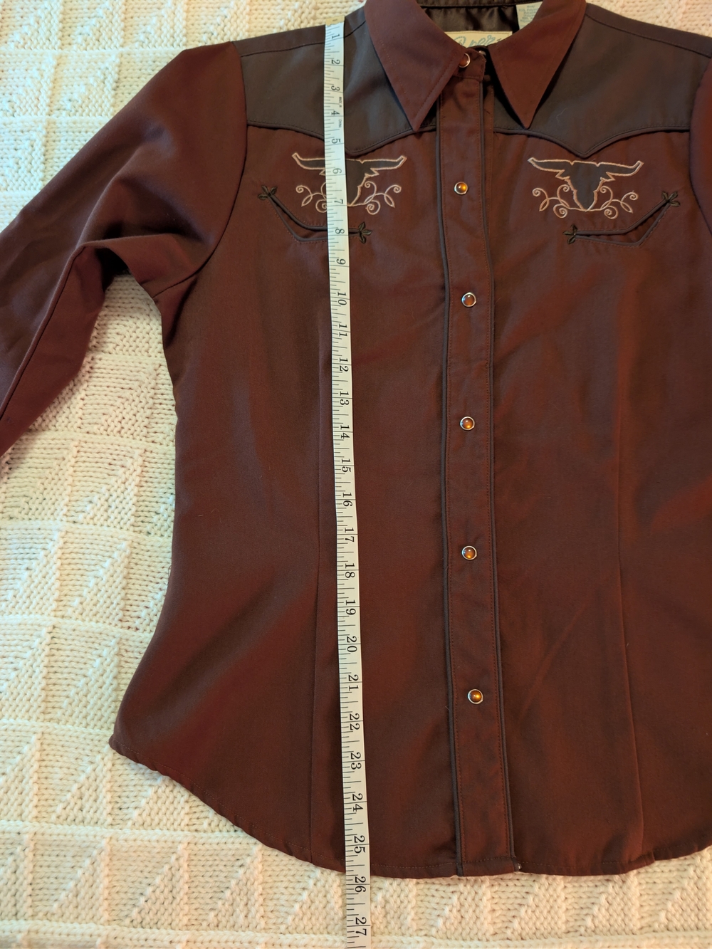 Roper Women's Brown Western Snap Shirt with Embroidery - Picture 15 of 16